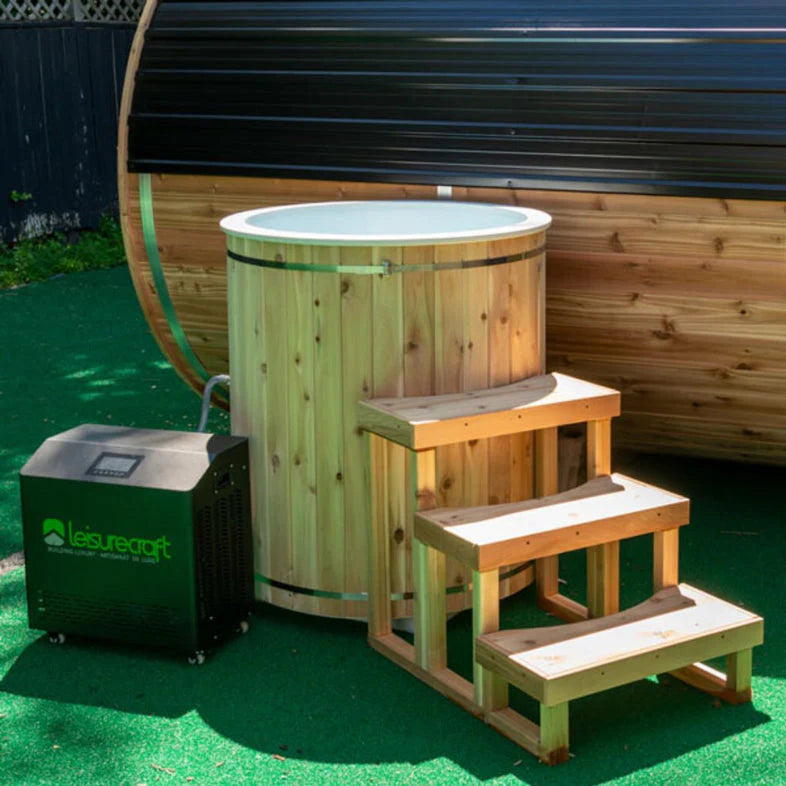 Dundalk Baltic cedar cold plunge tub for 1–2 people.
