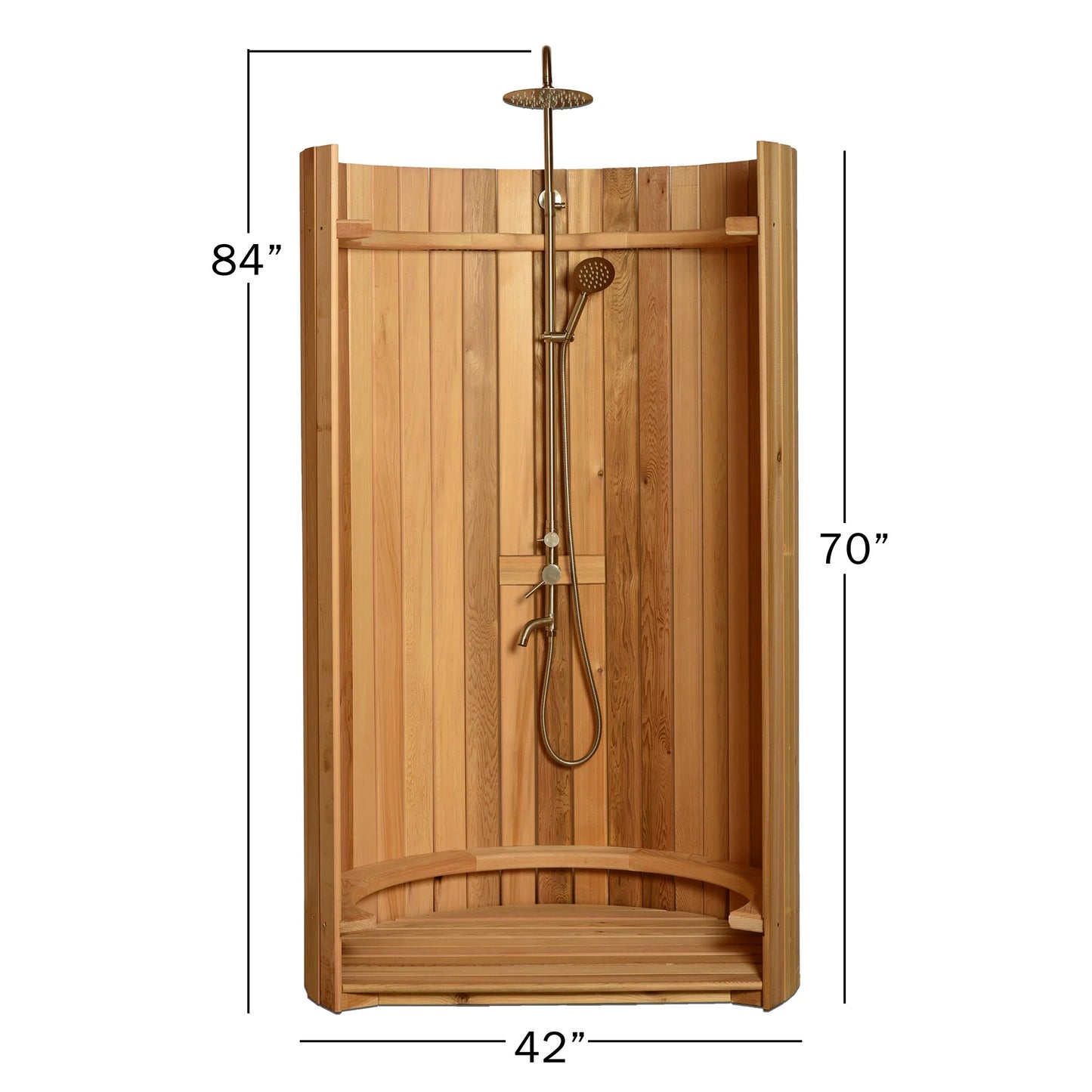 Red cedar outdoor shower for spa, pool, or sauna areas.