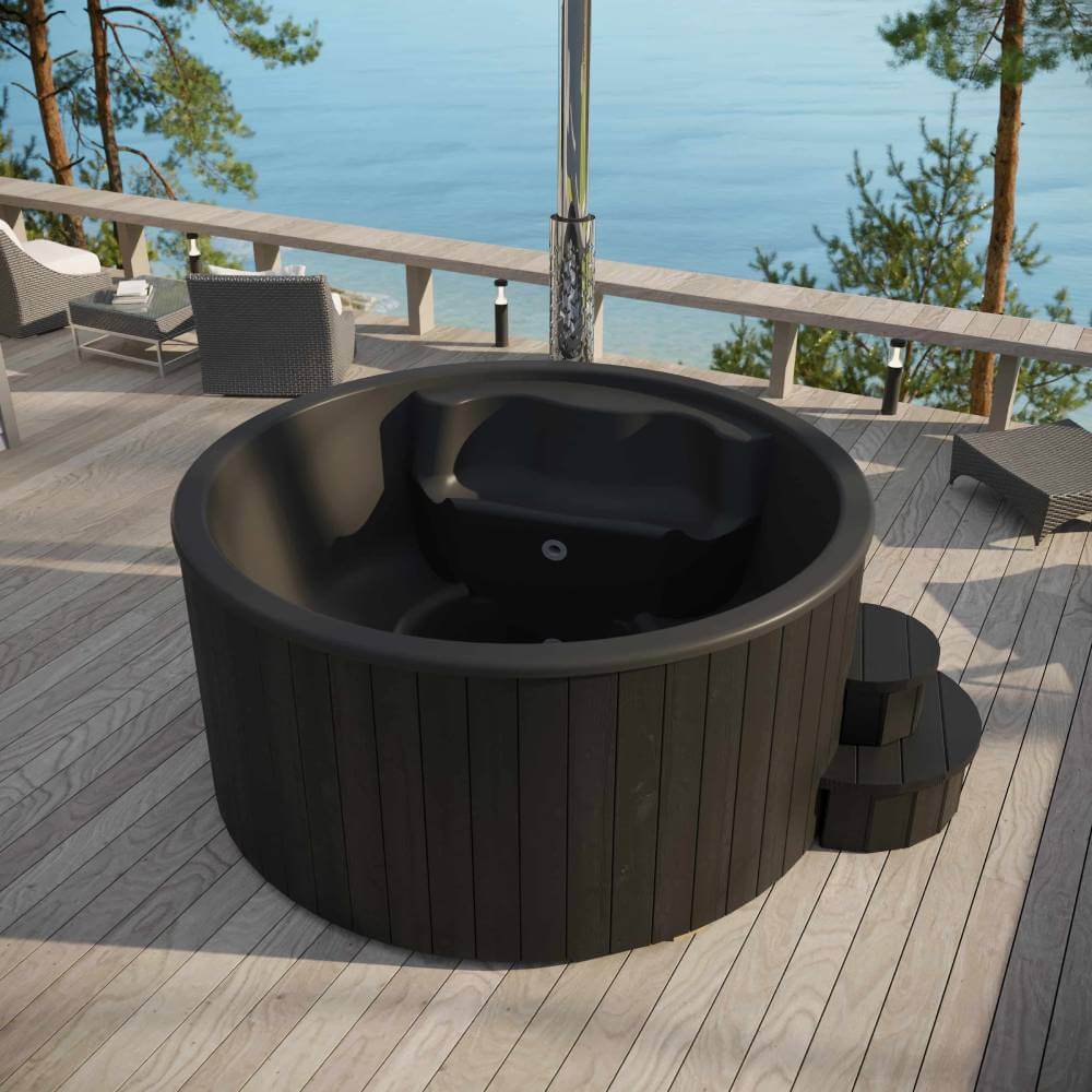 Eco-friendly hot tub with natural heating, ideal for family wellness.