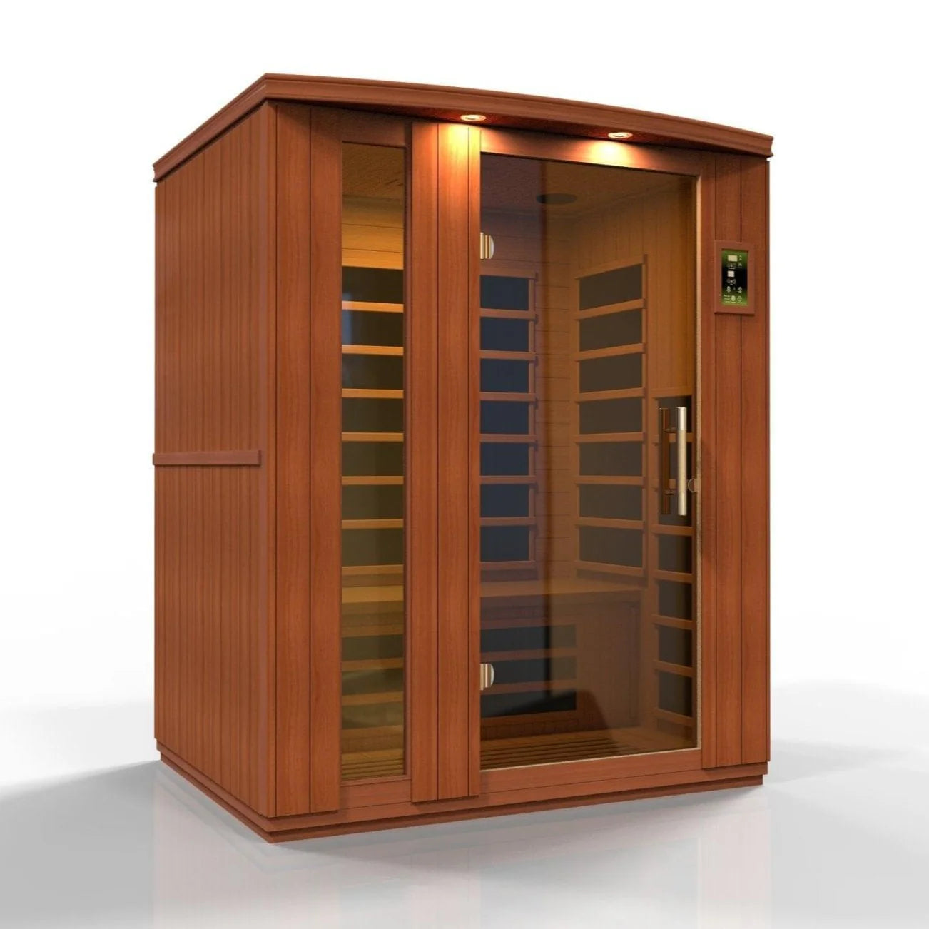 Dynamic Lugano 3-person infrared indoor sauna with carbon heaters.