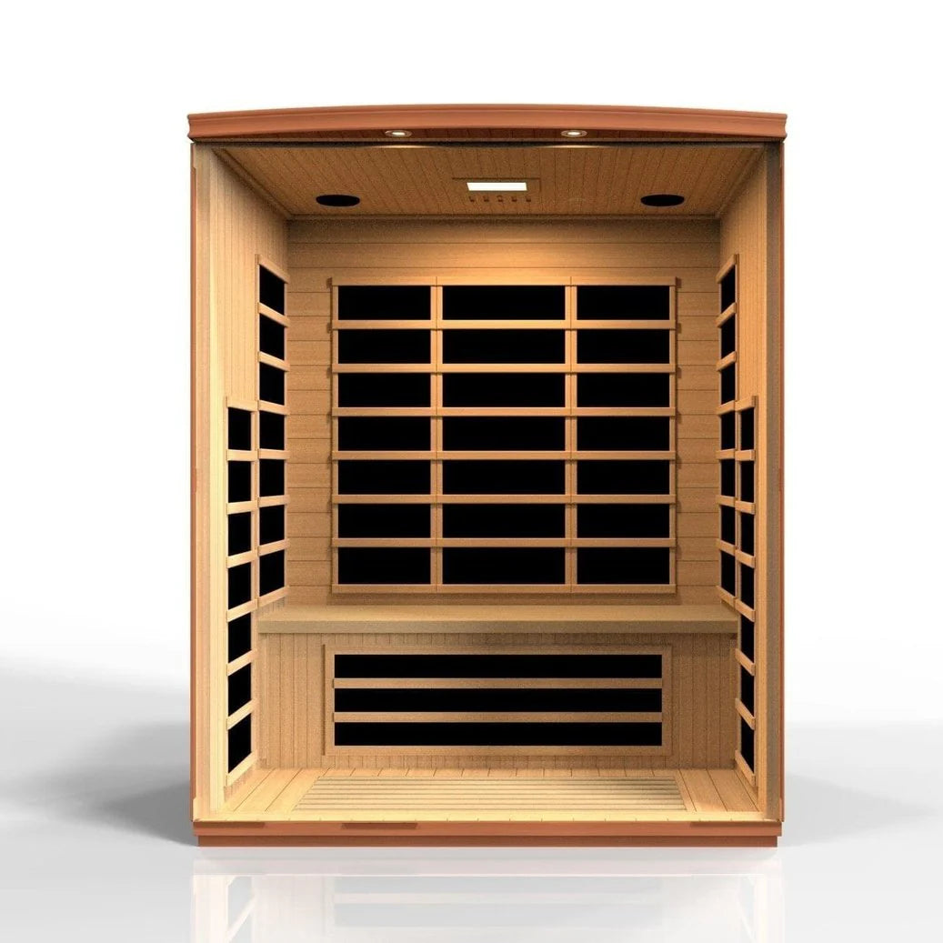 Modern indoor infrared sauna for wellness, detox, and relaxation.